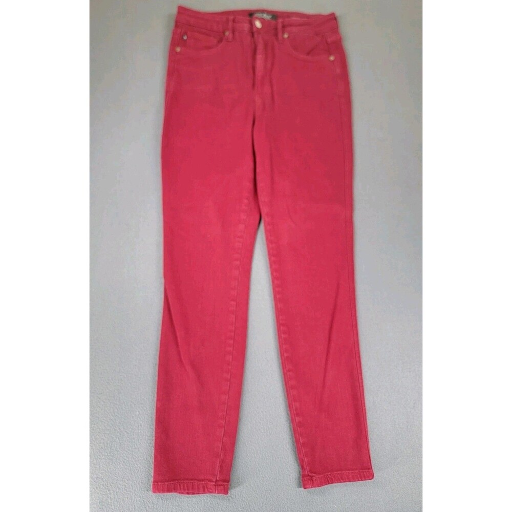 Judy Blue Jeans Womens 11 30 29x27 Straight Red Wine Cranberry Stretch High Dyed